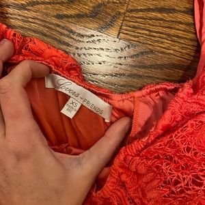 Coral off shoulder mini dress